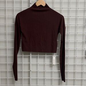 Olivaceous Deep Brown Long Sleeve Crop Top